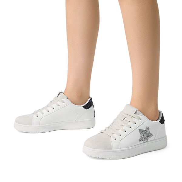 [Bree] Star Low-top Fashion Sneakers - WHITE-GLITTER - 1
